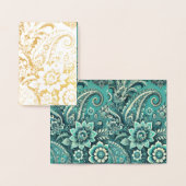 Türkis Paisley Floral Pattern Folienkarte (Anzeige)