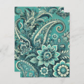Türkis Paisley Floral Pattern Postkarte (Vorne/Hinten)