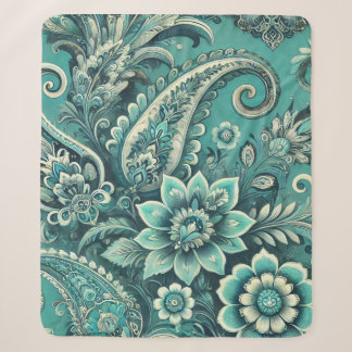 Türkis Paisley Floral Pattern Sherpadecke