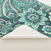 Türkis Paisley Floral Pattern Sherpadecke (3/4)