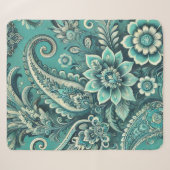 Türkis Paisley Floral Pattern Sherpadecke (Vorderseite (Horizontal))