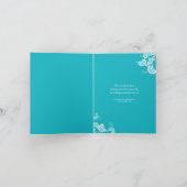 Türkis-Paisleyblumenpfau Boho schicke Hochzeit Dankeskarte (Innenseite)