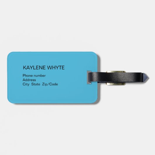 Türkis Palm Blätter Personalisiert Gepäckanhänger (Rückseite horizontal)