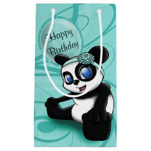Türkis-Panda-Geburtstags-Geschenk-Tasche - klein, Kleine Geschenktüte