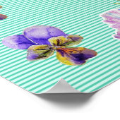 Türkis Pansy Blume Blume Shabby Chic Poster (Ecke)