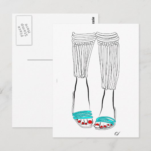 Türkis-Pantoffel Postkarte (Vorne/Hinten)