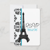 Türkis Pariser Eiffelturm UAWG Wedding Card RSVP Karte (Rückseite)