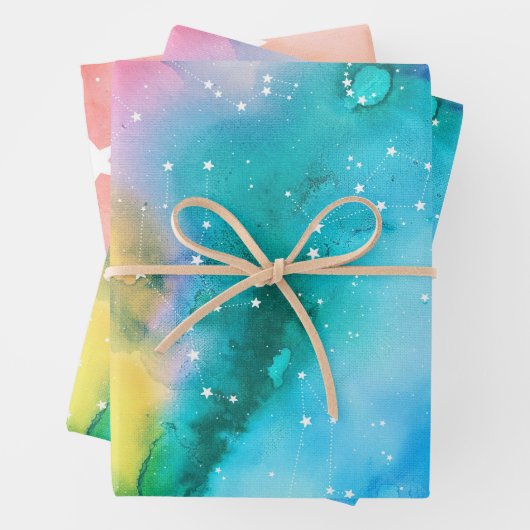 Türkis Peach Blossom Farbenfrohe Himmelsgeschichte Geschenkpapier Set (Beispiel)