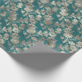 Türkis Pearl Champagne Floral Geschenkpapier (Ecke)