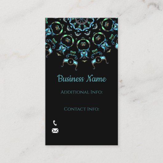 Türkis Pearl Mandala Business Card 2 Visitenkarte (Vorderseite)