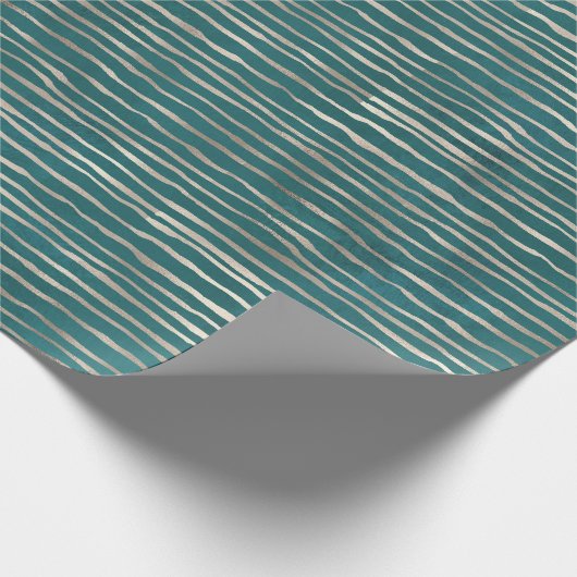 Türkis Pearl Wavy Streifen Geschenkpapier (Ecke)