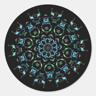 Türkis-Perlen-Mandala-Aufkleber Runder Aufkleber