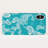 Türkis-Pfau-Blumenpaisley-elegantes stilvolles Case-Mate iPhone Hülle (Rückseite (Horizontal))