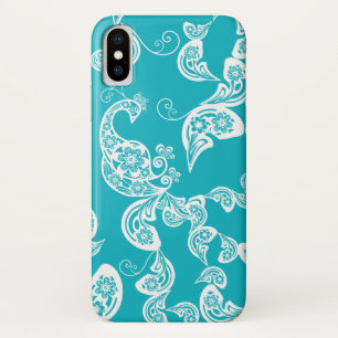 Türkis-Pfau-Blumenpaisley-elegantes stilvolles Case-Mate iPhone Hülle