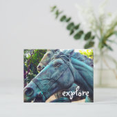 Türkis Pferde Antike Statue Entdecke Skript Postkarte (Stehend Vorderseite)