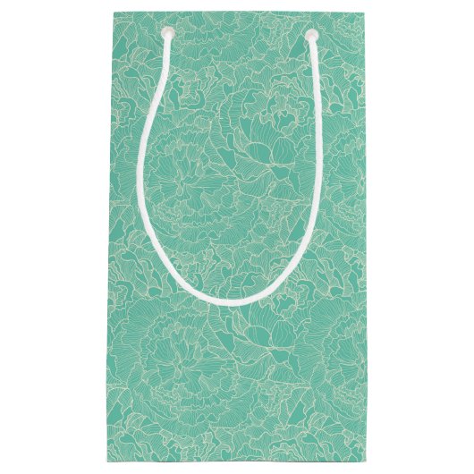 Türkis-Pfingstrosen-Muster Kleine Geschenktüte (Vorderseite)
