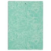 Türkis-Pfingstrosen-Muster Klemmbrett (Rückseite)