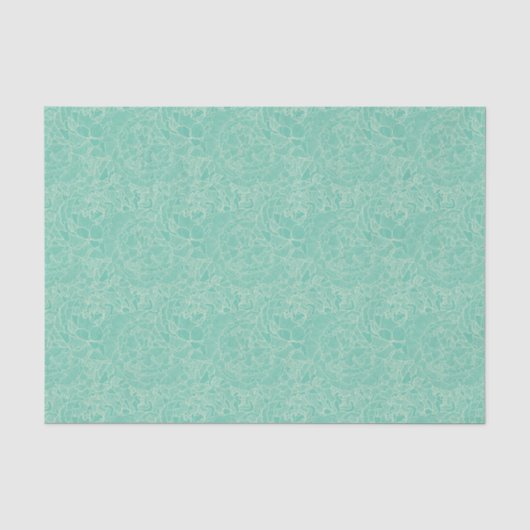 Türkis Pfingstrosen-Muster Seidenpapier (Vorderseite)