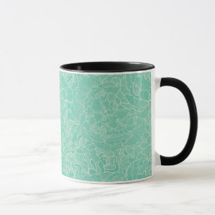 Türkis-Pfingstrosen-Muster Tasse