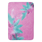 Türkis Pink Abstrakt Hawaiianische Blume Badematte (Vorderseite Vertikal)