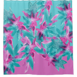 Türkis Pink Abstrakt Hawaiianische Blume Duschvorhang