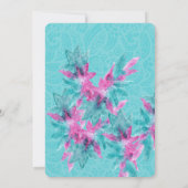 Türkis Pink Abstrakt Hawaiianische Blume Einladung (Rückseite)