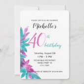 Türkis Pink Abstrakt Hawaiianische Blume Einladung (Vorderseite)