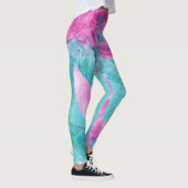 Türkis Pink Abstrakt Hawaiianische Blume Leggings (Rechts)