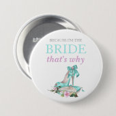 Türkis Pink Bride Stiletto Rose Satin Pillow Button (Vorne & Hinten)