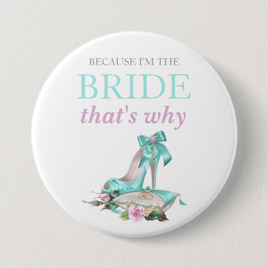 Türkis Pink Bride Stiletto Rose Satin Pillow Button (Vorderseite)