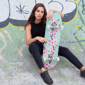 Türkis Pink Cherry Blossom Skateboard