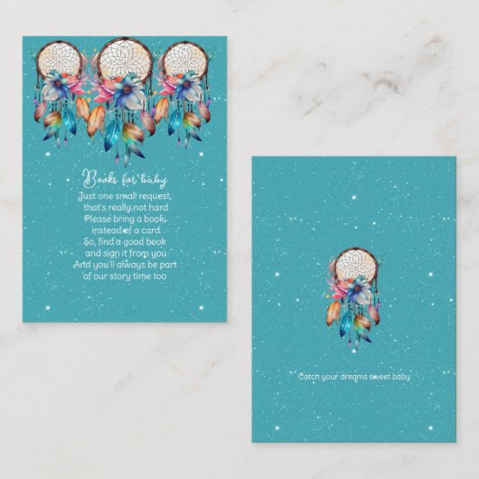 Türkis Pink Dream Catcher Books for Baby Begleitkarte (Vorne/Hinten)
