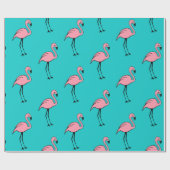 Türkis Pink Flamingo Geschenkpapier (Flach)