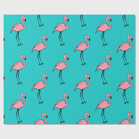 Türkis Pink Flamingo Geschenkpapier (Flach)