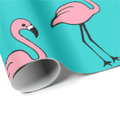 Türkis Pink Flamingo Geschenkpapier (Rolleneckpunkt)