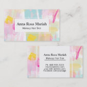 *~ Türkis Pink Gelbe Abstrakte Pastellfarben Moder Visitenkarte (Vorne/Hinten)