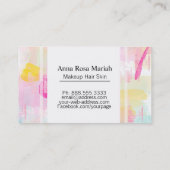 *~ Türkis Pink Gelbe Abstrakte Pastellfarben Moder Visitenkarte (Rückseite)