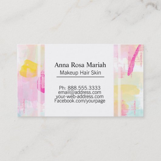 *~ Türkis Pink Gelbe Abstrakte Pastellfarben Moder Visitenkarte (Rückseite)