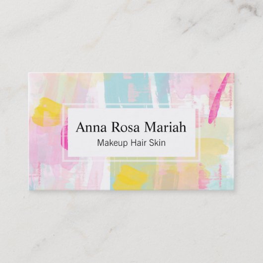 *~ Türkis Pink Gelbe Abstrakte Pastellfarben Moder Visitenkarte (Vorderseite)