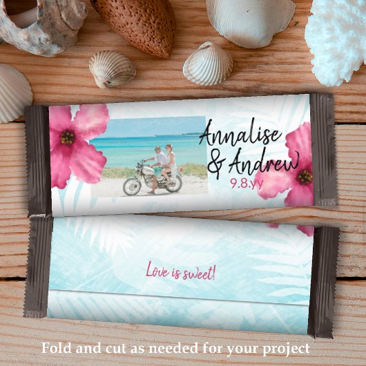 Türkis Pink Hibiskus Hochzeit Candy Bar Wrapper