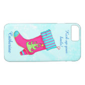 Türkis Pink Kick Up Heels Weihnachtsbootname Case-Mate iPhone Hülle (Rückseite (Horizontal))