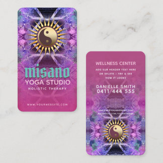 Türkis Pink Lila Yin Yang Holistic Yoga Visitenkarte