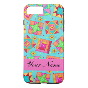 Türkis Pink Quiltwork Name Personalisiert Case-Mate iPhone Hülle