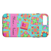 Türkis Pink Quiltwork Name Personalisiert Case-Mate iPhone Hülle (Rückseite (Horizontal))
