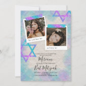 Türkis & Pink Scrapbook Bat Mitzvah Einladung (Vorderseite)