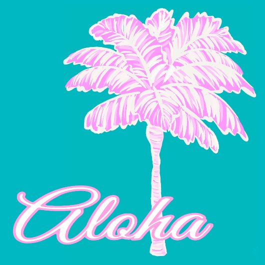 Türkis Pink Weiße Palme Aloha Tropisch Strandtuch
