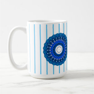Türkis Pinstriped Blue Mandala Tasse