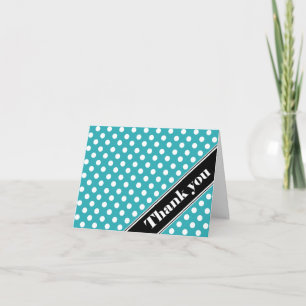 Türkis Polka Dot Black Strip Vielen Dank Karten