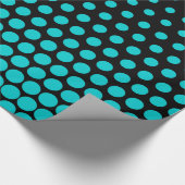 Türkis Polka Dot Modernes Schwarz Geschenkpapier (Ecke)