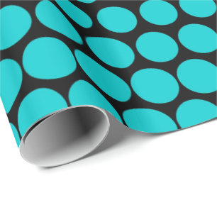 Türkis Polka Dot Modernes Schwarz Geschenkpapier